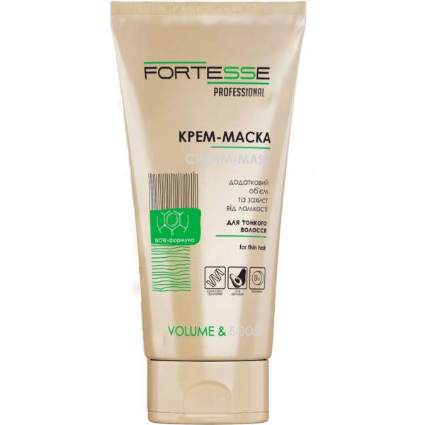 Маска-крем Fortesse Professional Volume & Boost Об'єм, для тонкого волосся, 200 мл - Pampik