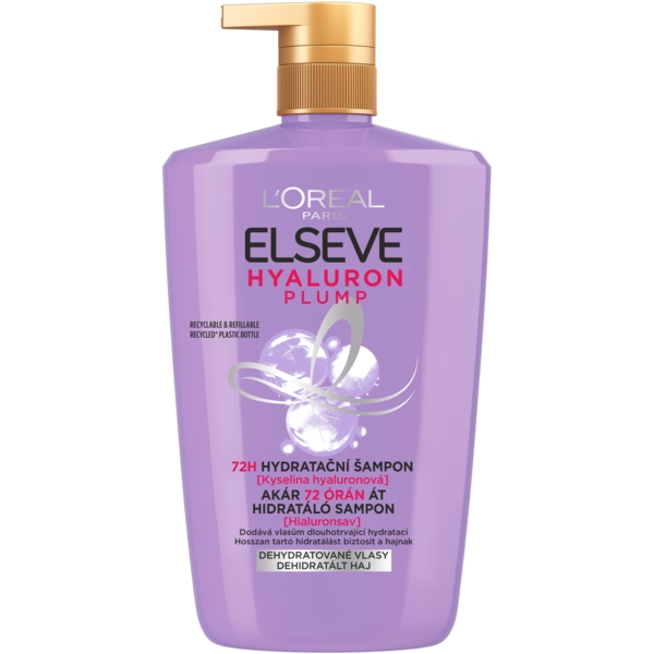 Шампунь-филлер L'Oreal Paris Elseve Hyaluron Plump для волос, требующих увлажнения и объема, 1 л - Pampik