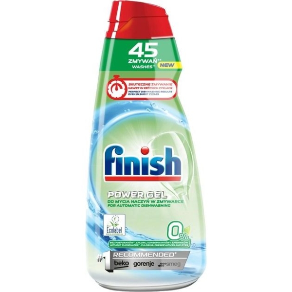 Засіб для миття посуду у посудомийних машинах Finish Power All in One Gel 0%, 900 мл - Pampik
