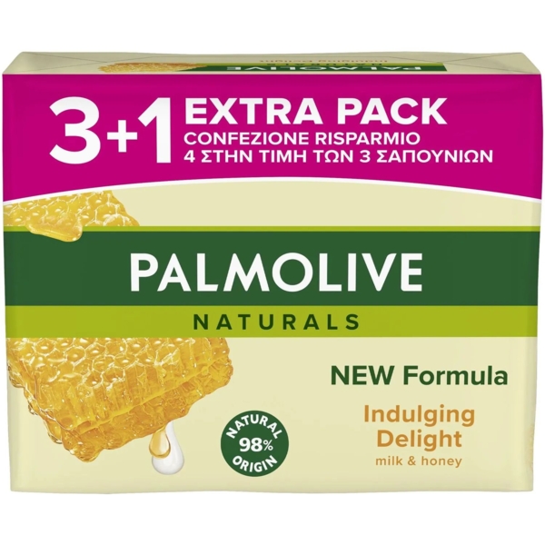 Мило Palmolive Naturals Молочко та Мед, 360 г (4 шт. по 90 г) - Pampik