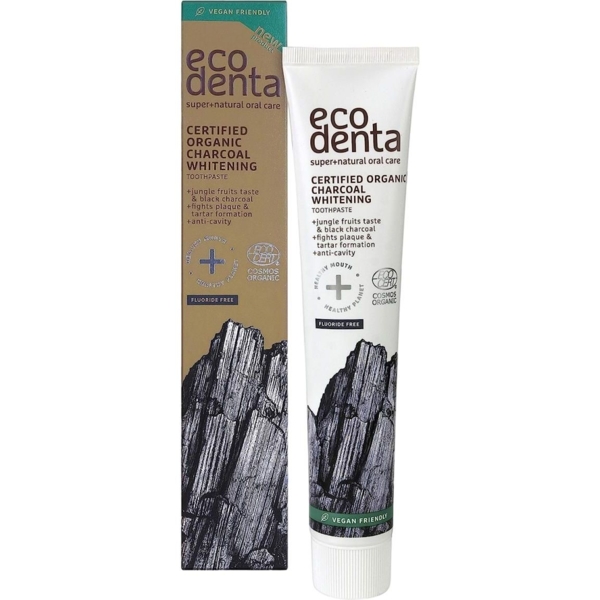 Зубна паста Ecodent Organic, відбілююча, з деревним вугіллям, 75 мл - Pampik