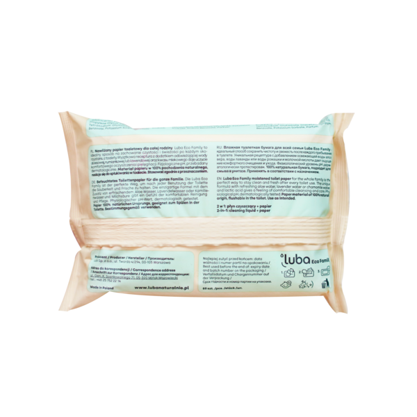 Влажная туалетная бумага Luba ECO Family Алоэ, 50 шт. - Pampik - 2