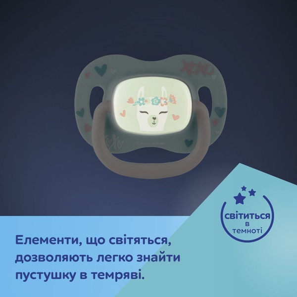 Силиконовая симметричная пустышка Canpol babies Exotic Лама, голубой с розовым, 6-18 мес. (34/921_lama) - Pampik - 6