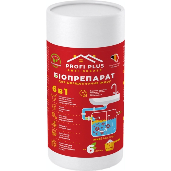 Біопрепарат для розщеплення жиру Profi Plus Anti-Grease 6в1, 750 г - Pampik