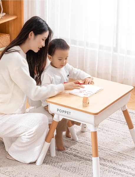 Комплект Poppet Столик Мультивуд 3 в 1 + Стілець + Подушка на стілець + Набір фломастерів (PP-010-G) - Pampik - 11