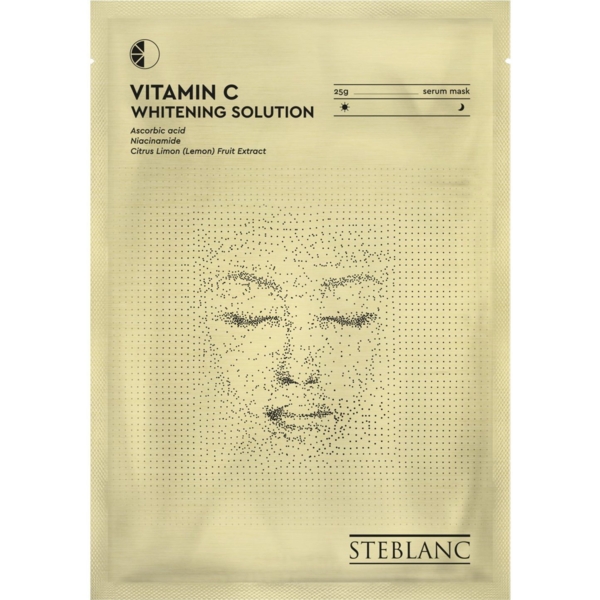 Тканинна маска-сироватка для обличчя Steblanc Vitamin C Whitening Solution освітлююча з вітаміном С, 25 г - Pampik