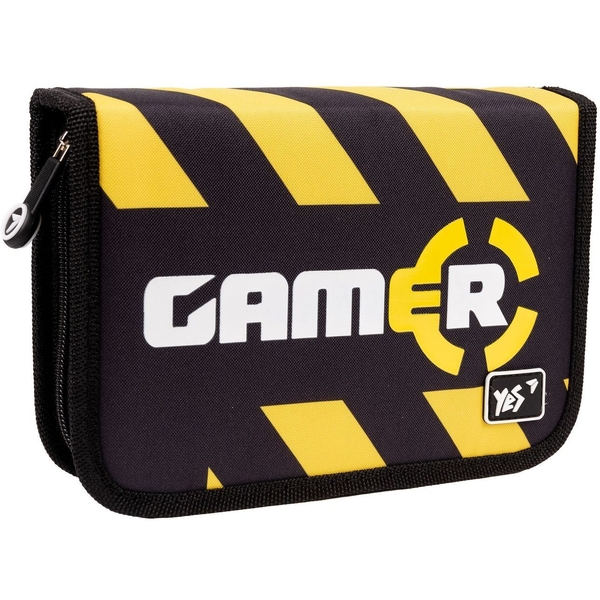 Пенал жесткий Yes HP-04 Never Quit, 13х21х4 см, черный с желтым (533432) - Pampik