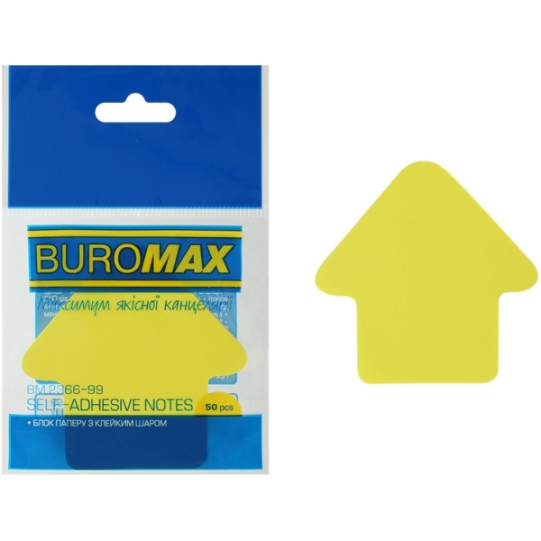 Блок паперу для нотаток Buromax Neon Стрілка з клейким шаром 50 аркушів в асортименті (BM.2366-99) - Pampik - 4