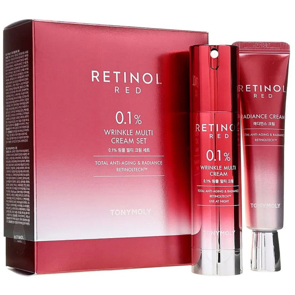 Набір для догляду за шкірою обличчя Tony Moly Red Retinol 0.1% Wrinkle Multi Cream Set: крем для обличчя 50 мл + крем для обличчя 30 мл - Pampik - 3
