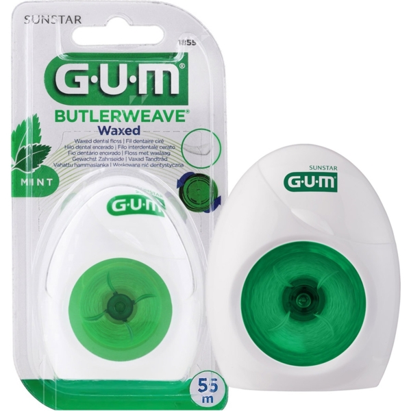 Зубна нитка GUM Butlerweave Mint Waxed м'ятна вощена, 55 м - Pampik - 2