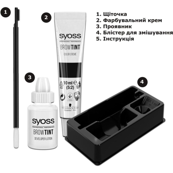 Стійка фарба для брів Syoss Brow Tint 4-1 темно-каштановий 17 мл - Pampik - 4