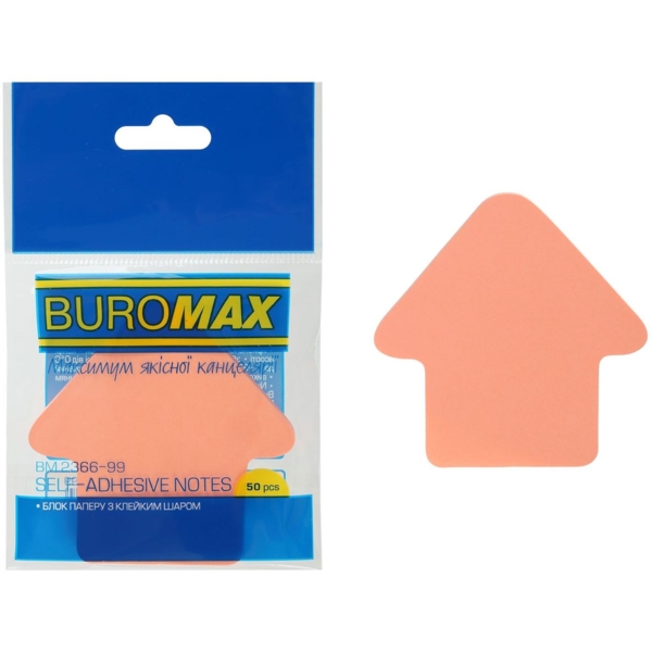 Блок паперу для нотаток Buromax Neon Стрілка з клейким шаром 50 аркушів в асортименті (BM.2366-99) - Pampik - 3