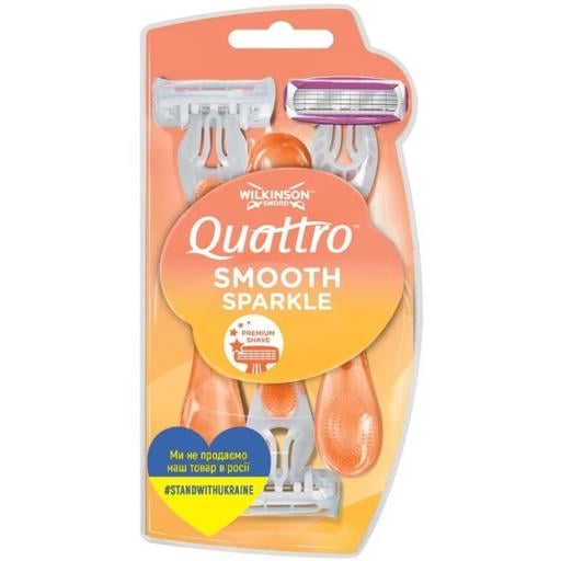Бритва одноразовая Wilkinson Sword Quattro for Women Smooth Sparkle, 3 шт. - Pampik