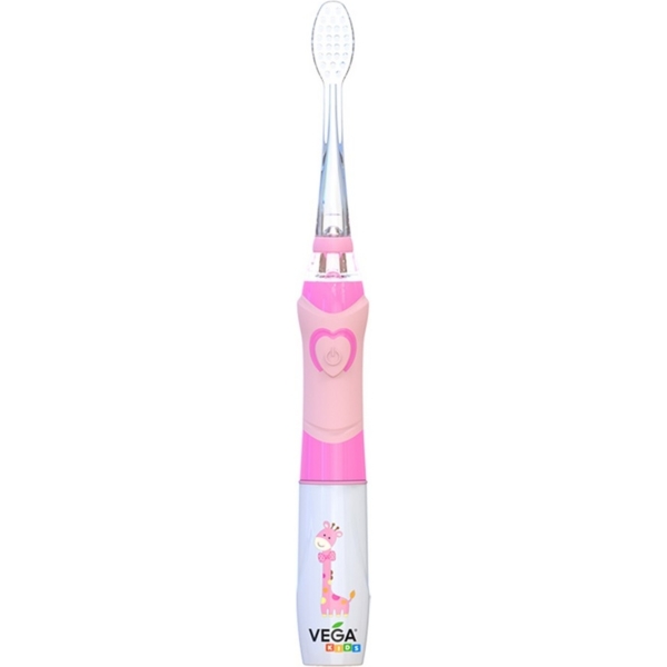 Электрическая детская звуковая зубная щетка Vega Kids VK-400P Light-Up розовая - Pampik - 2