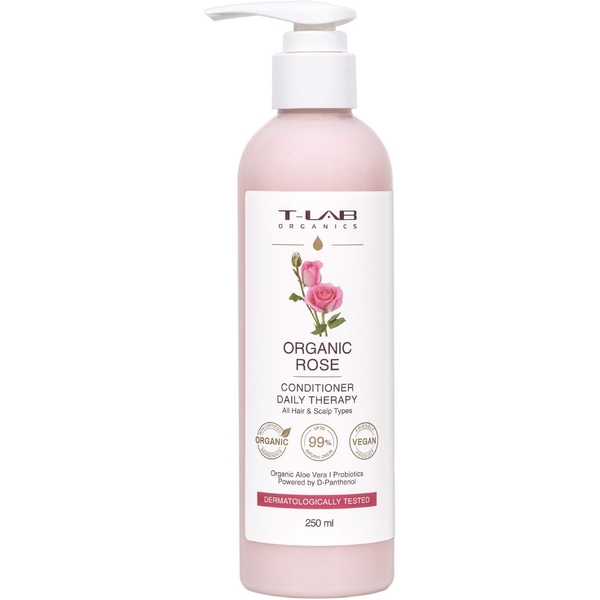 Кондиціонер T-LAB Organics Organic Rose Daily Therapy для догляду за будь-яким типом волосся, 250 мл - Pampik
