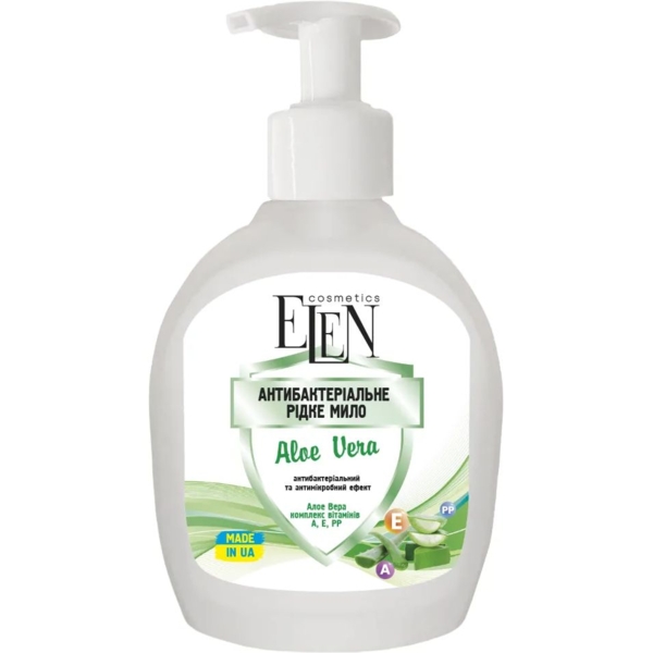Рідке мило ELEN Cosmetics Aloe Vera Антибактеріальне, 300 мл - Pampik