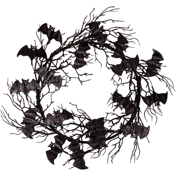 Венок декоративный Yes! Fun Хэллоуин Летучие мыши 51 см чорный (974320) - Pampik