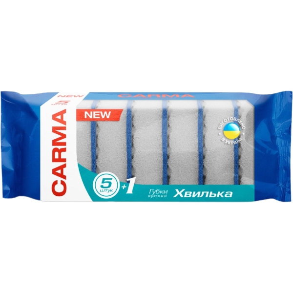 Губка кухонная Carma Минутка, 6 шт. (GKHC.575) - Pampik