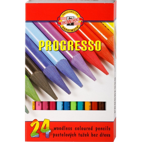 Олівці кольорові Koh-i-Noor Progresso без деревини 24 шт. (875802) - Pampik