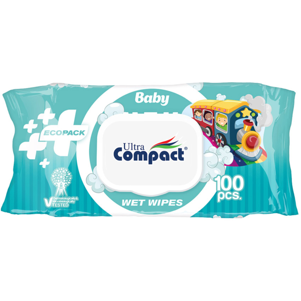 Вологі серветки для дітей Ultra Compact Ecopack з клапаном, 100 шт. - Pampik