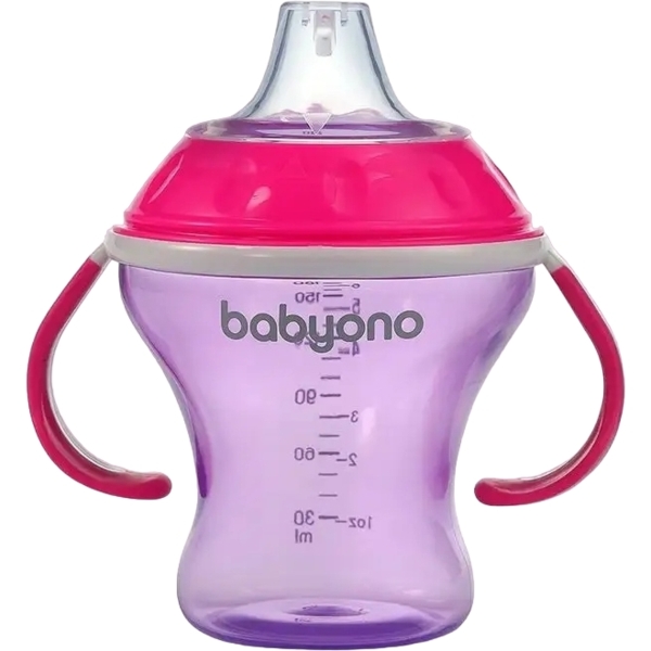 Поилка-непроливайка с мягким носиком BabyOno Natural nursing розовая 3+ 180 мл (1456/02) - Pampik