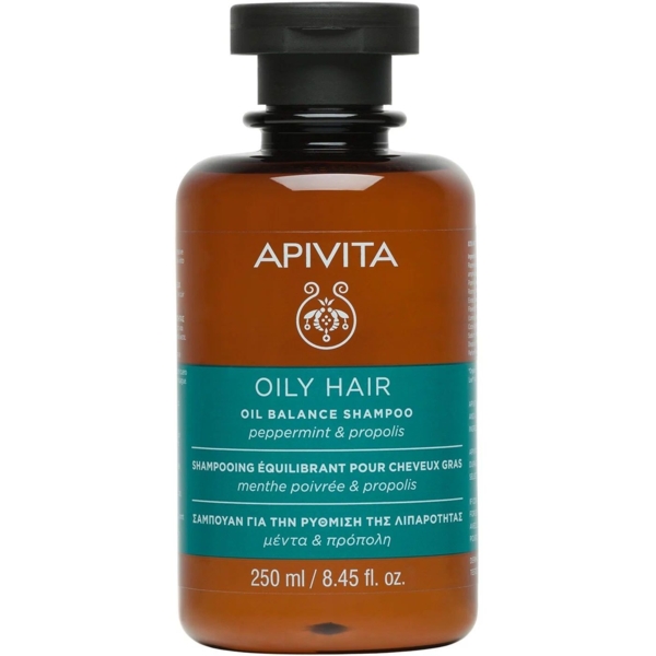 Балансуючий шампунь Apivita для жирного волосся, з м'ятою і прополісом, 250 мл - Pampik