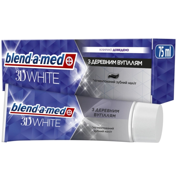 Зубна паста Blend-a-med 3D White Деревне вугілля, 75 мл - Pampik
