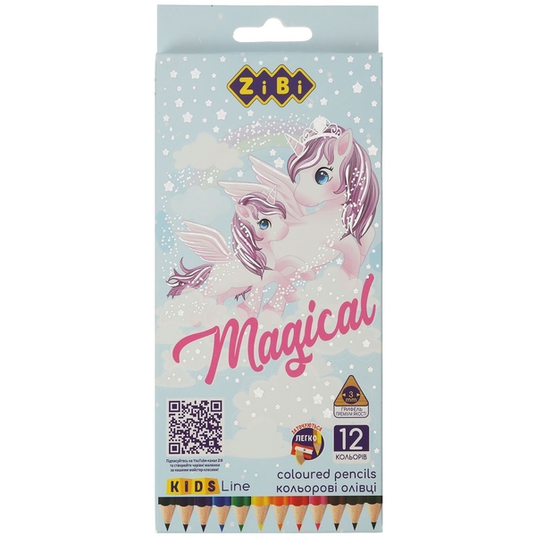 Олівці кольорові ZiBi Kids Line Магія 12 шт. (ZB.2448) - Pampik