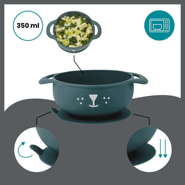 Набір тарілка на присосці і ложка Babymoov TAST'ISY, синій (A005405) - Pampik - 5