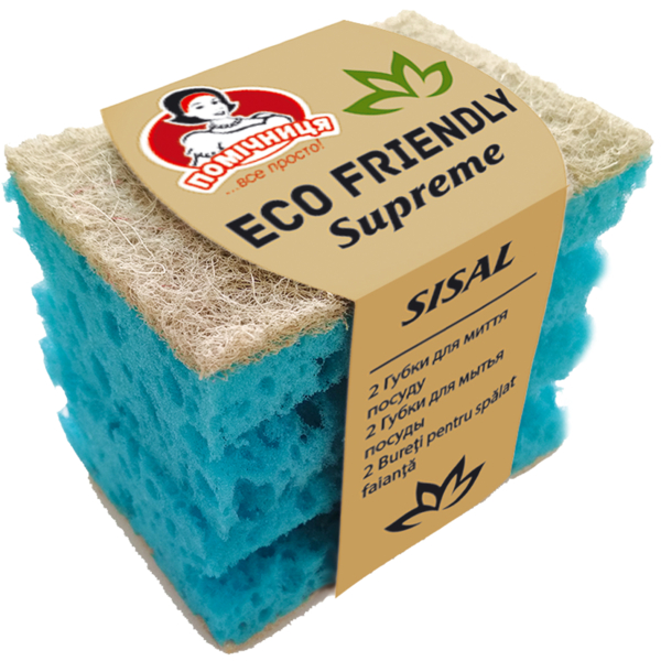 Губки для мытья посуды Помічниця Supreme Eco Friendly Сизаль, 2 шт., синий - Pampik