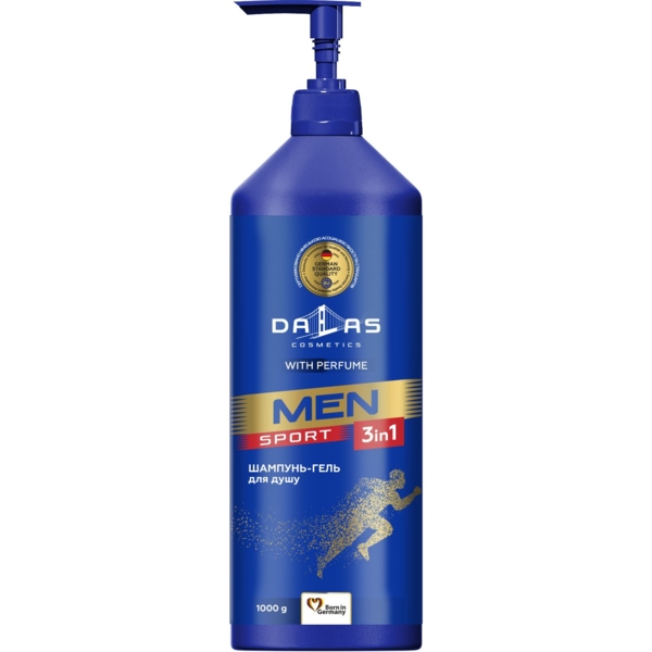 Шампунь-гель для душу Dalas Men Sport 3 в 1, 1 л - Pampik