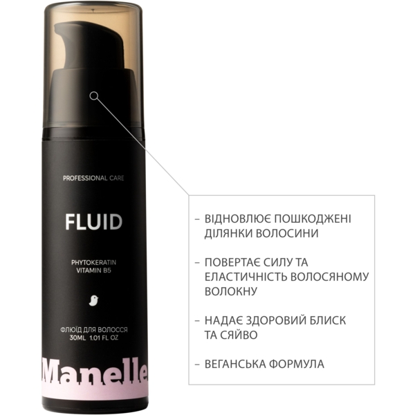 Флюїд для волосся Manelle Professional care Phytokeratin vitamin B5 30 мл - Pampik - 2