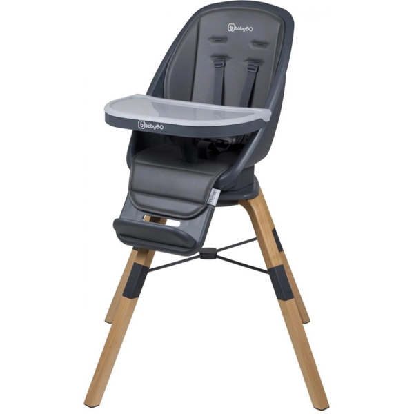 Стульчик для кормления BabyGO 3 в 1 Carou 360°, серый (5751) - Pampik
