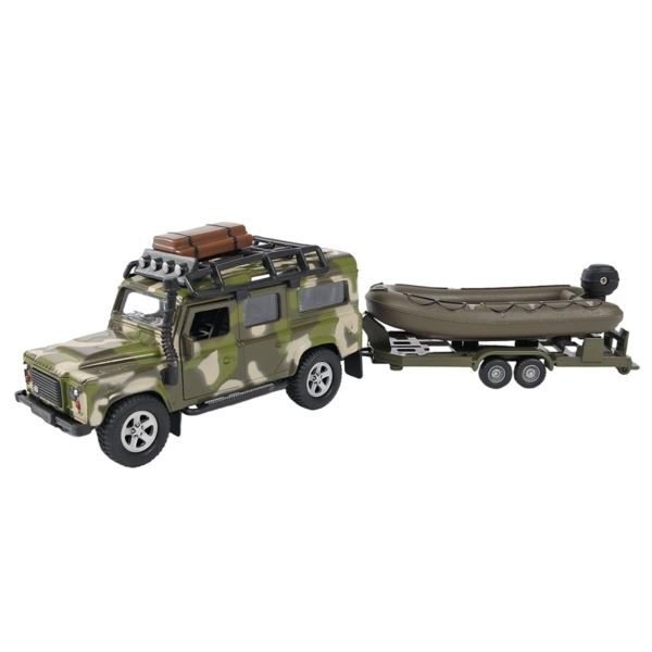Игровой набор TechnoDrive Land Rover Defender Military с лодкой (520191.270) - Pampik
