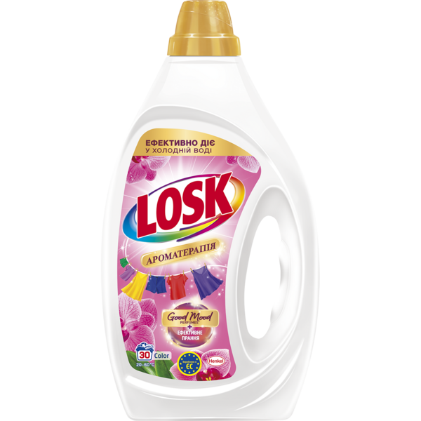 Гель для стирки Losk Колор Ароматерапия Эфирные масла и аромат Малазийского цветка, 1.35 л - Pampik