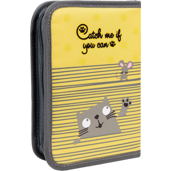 Пенал жесткий Yes HP-04 Kitty, 13х21х4 см, желтый с серым (533424) - Pampik - 2