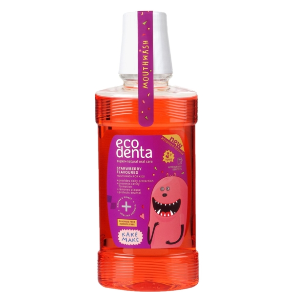 Дитячий ополіскувач для ротової порожнини Ecodenta Kakes Makes, з ароматом полуниці, 250 мл - Pampik