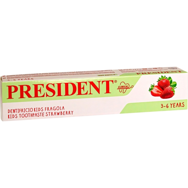 Зубная паста President Kids Toothpaste Strawberry, 3-6 лет, 50 мл - Pampik