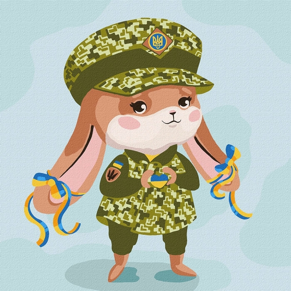 Набор для росписи по номерам Ідейка Зайка - защитница, 30х30 см (KHO2403) - Pampik