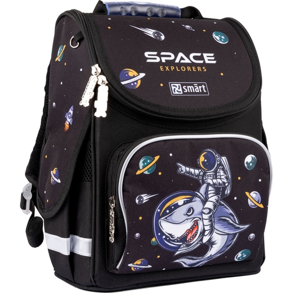 Рюкзак шкільний каркасний Smart PG-11 Space Explorers, чорний (559005) - Pampik