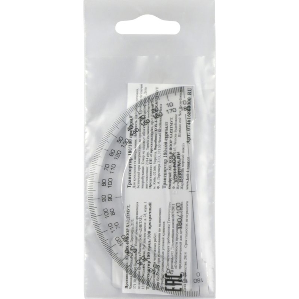 Транспортир Koh-i-Noor 180/100 прозорий (746168) - Pampik - 2