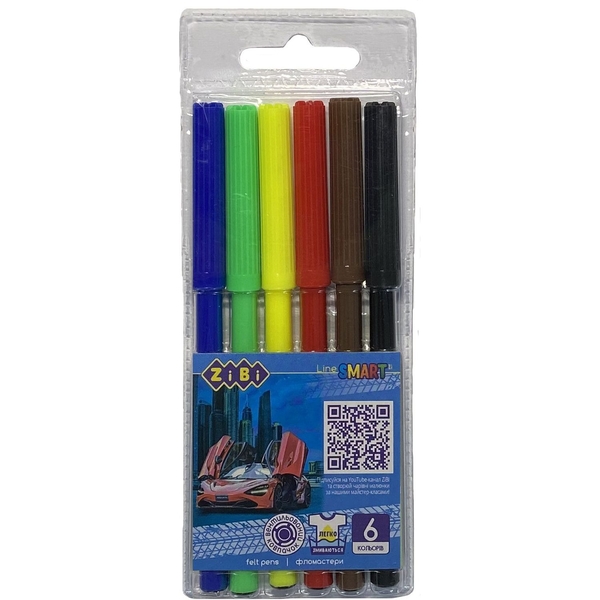 Фломастеры ZiBi Машинка Smart Line 6 цветов ( ZB.2810) - Pampik
