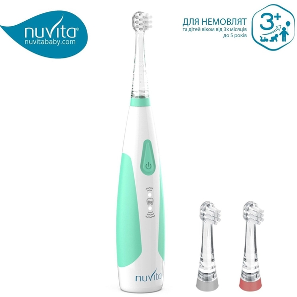 Електрична зубна щітка Nuvita Sonic Clean&Care для дітей біло-м'ятна (NV1151NEW) - Pampik - 4