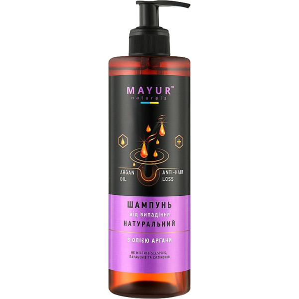 Шампунь от выпадения волос Mayur натуральный с арганой, 500 мл - Pampik