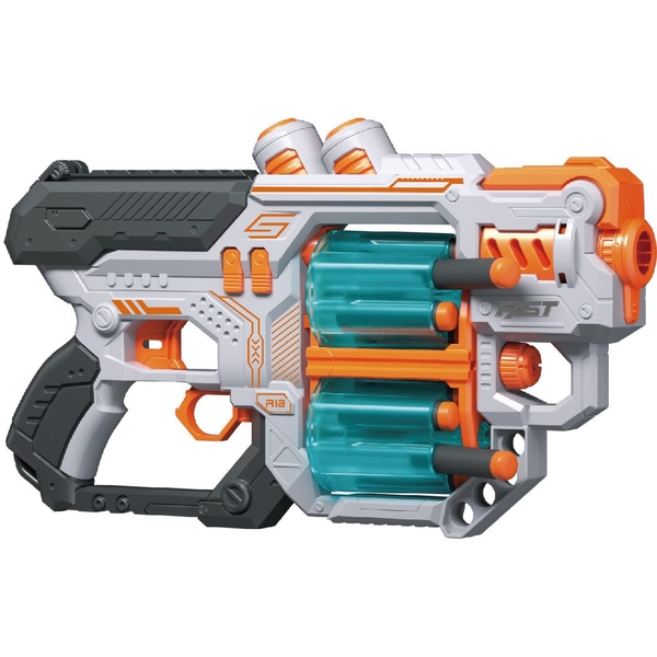 Іграшковий пістолет Fast Pioneer Manual з подвійним барабаном та м'якими набоями 18 шт. білий (BH704) - Pampik