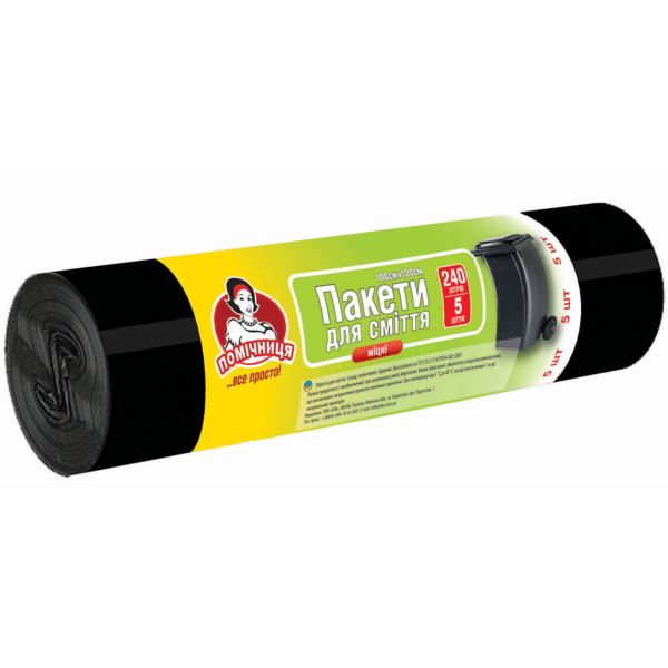 Пакеты для мусора Помічниця крепкие, 240 л, 5 шт. - Pampik