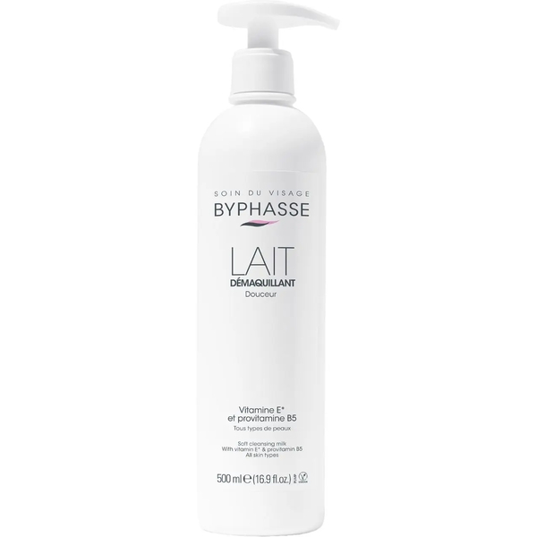 Молочко для очищення обличчя та очей Byphasse з дозатором 500 мл - Pampik