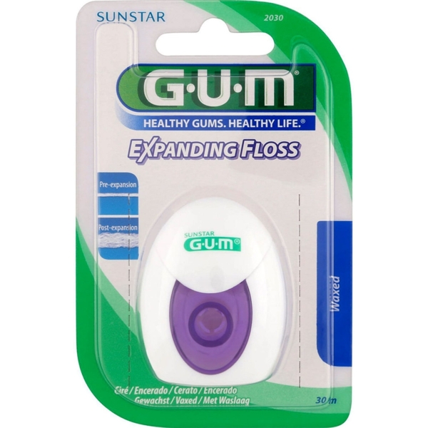 Зубна нитка GUM Expanding Floss з ефектом розширення, 30 м - Pampik