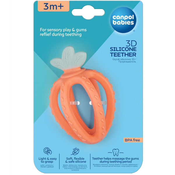 Іграшка-прорізувач Canpol babies 3D Полуничка, помаранчевий (80/400_ora) - Pampik - 3