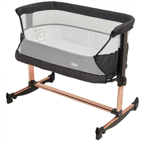 Дитяче ліжечко-гойдалка BabyGO 2 в 1 Vivaldi, чорно-золоте (4654) - Pampik